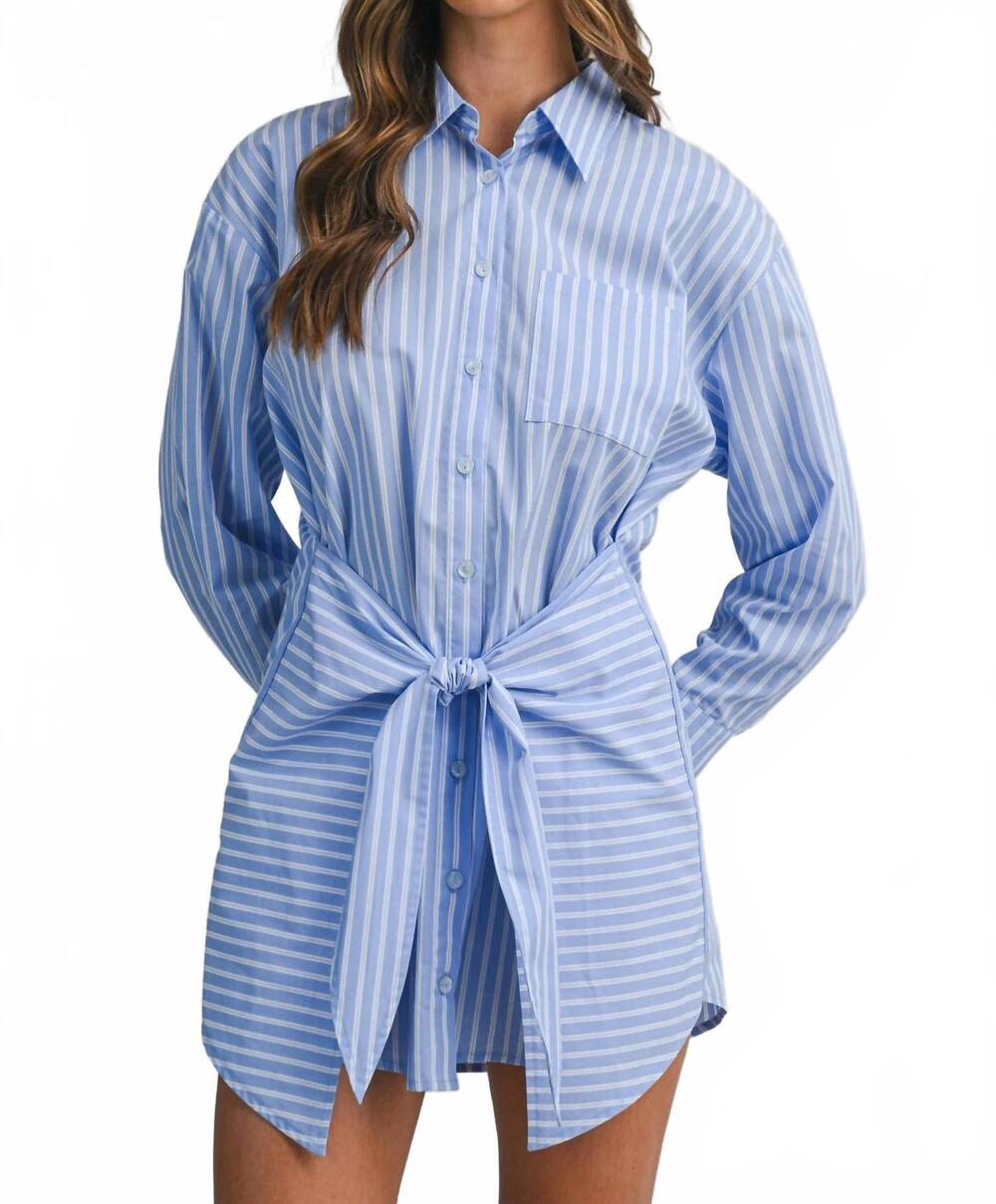 NEW MABLE harbor stripe mini dress in blue